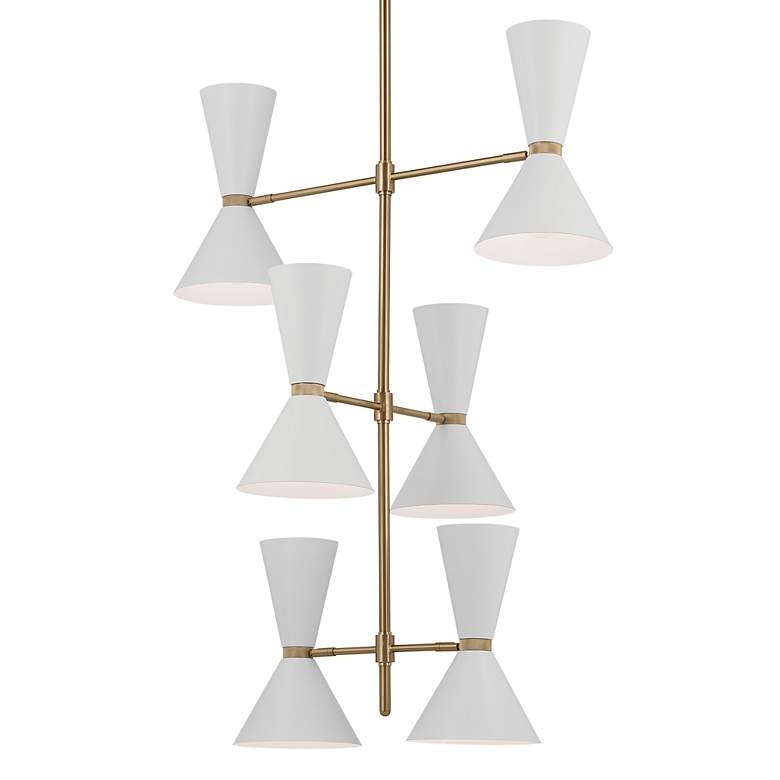 Image 3 Kichler Phix 50 Inch 12 Light Foyer Chandelier Bronze with White more views