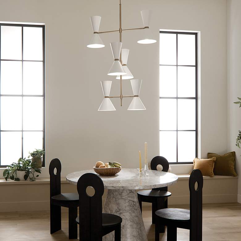 Image 6 Kichler Phix 50 Inch 12 Light Foyer Chandelier Bronze with White more views