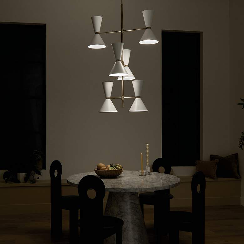 Image 7 Kichler Phix 50 Inch 12 Light Foyer Chandelier Bronze with White more views