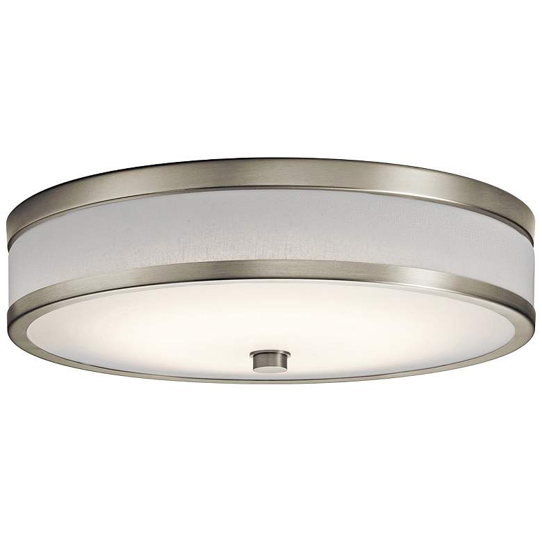 Image 2 Kichler Pira 15" Modern Nickel and Linen Color Shade LED Ceiling Light