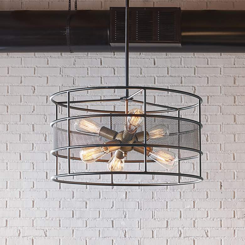 Image 1 Kichler Piston 22" Wide 6-Light Drum Pendant Chandelier