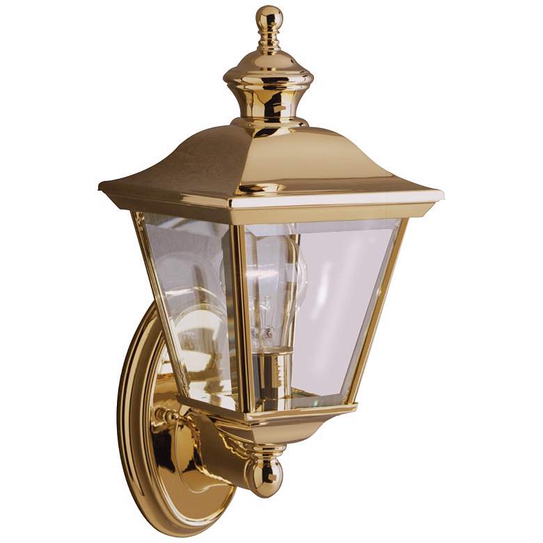 Image 3 Kichler Polished Brass 15 1/2" Traditional Lantern Outdoor Wall Light