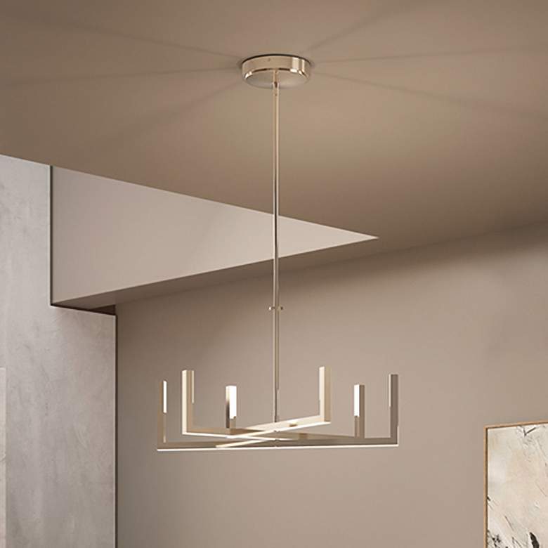 Image 1 Kichler Priam 28"W Polished Nickel 6-Light LED Chandelier