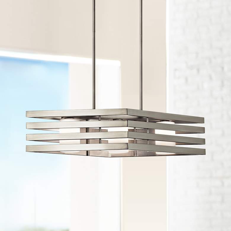 Image 1 Kichler Realta 28 inch Wide Brushed Nickel Linear Chandelier