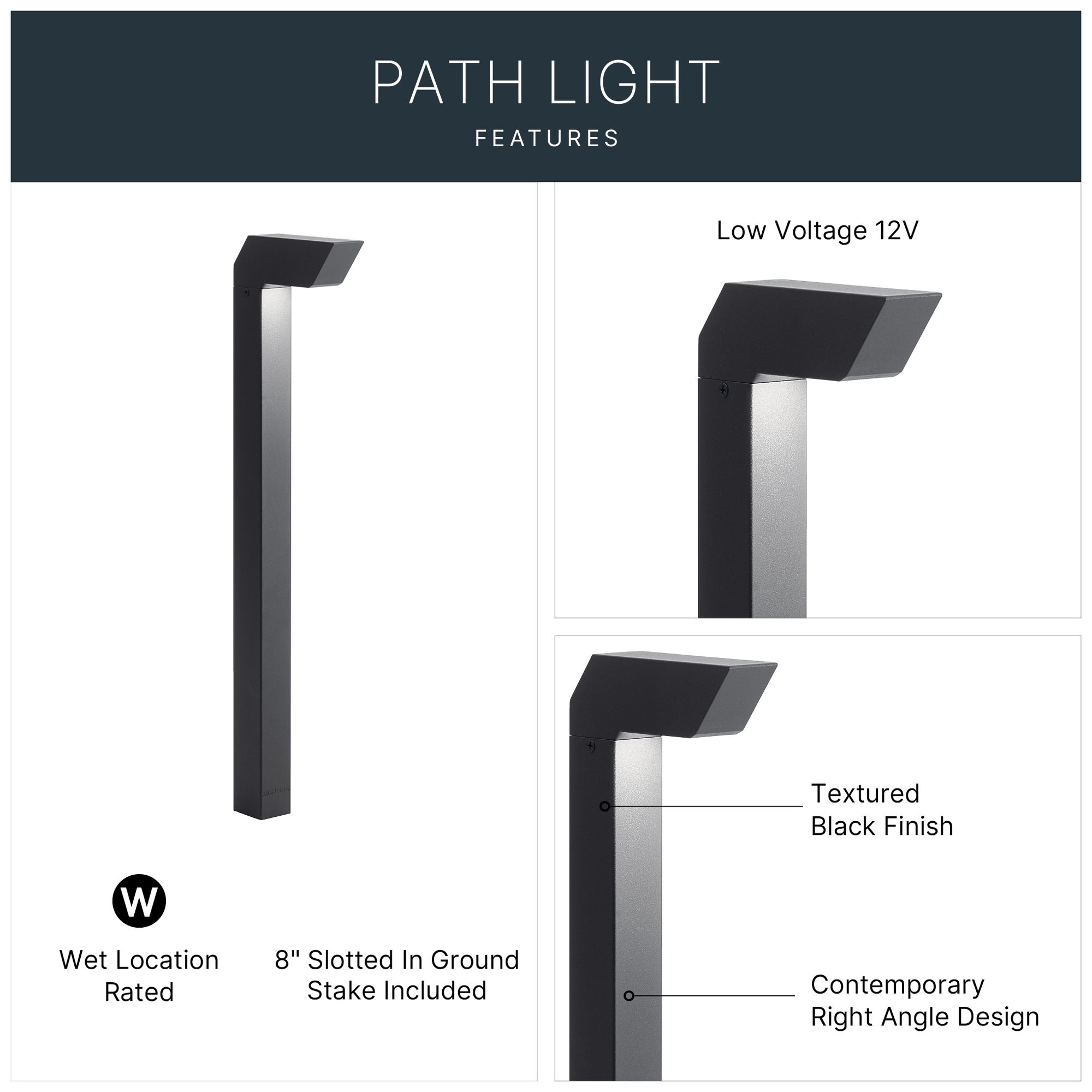 Kichler Right Angle 22"H Textured Black Landscape Path Light