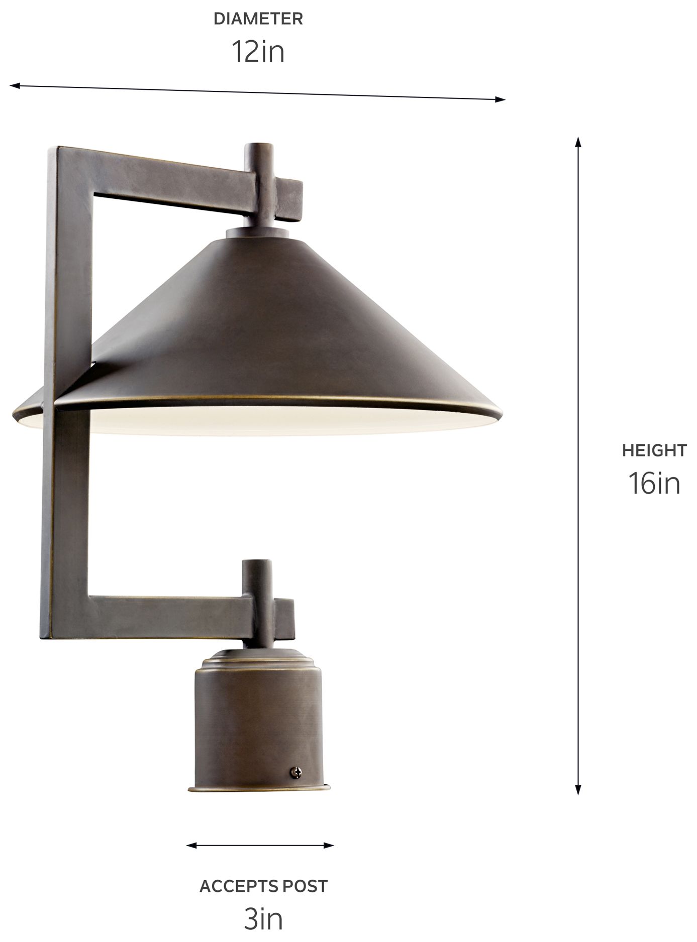 Kichler Ripley 16" High Industrial Bronze Dark Sky Outdoor Post Light