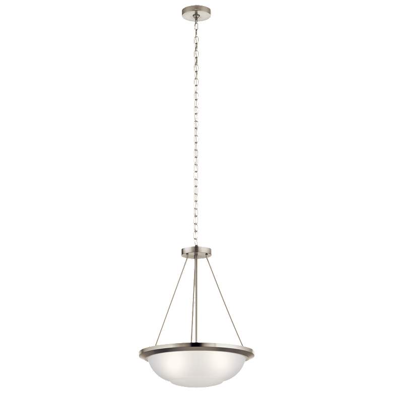 Image 1 Kichler Ritson 18.3" Wide 3-Light White and Nickel Bowl Pendant