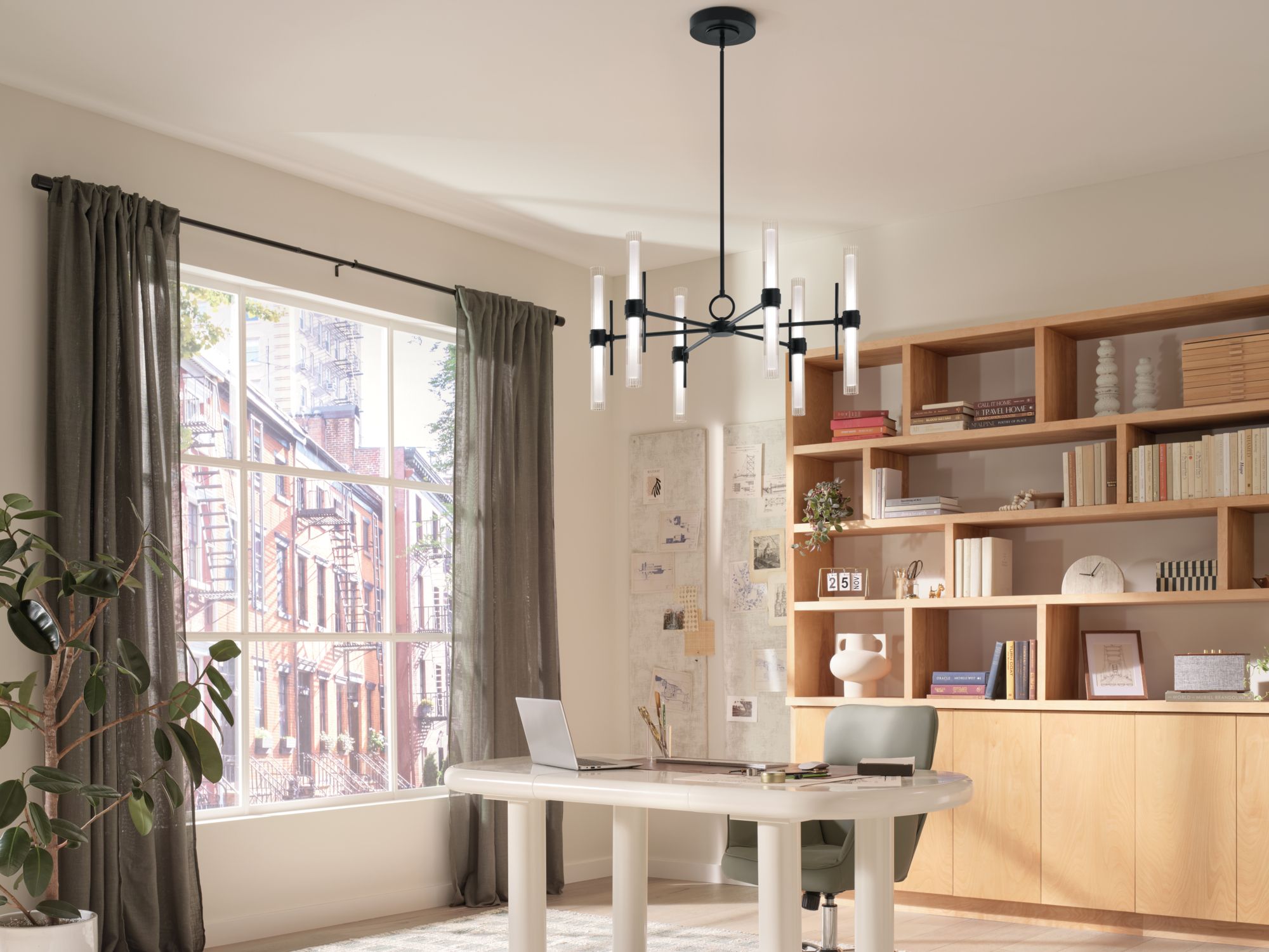 Image 3 Kichler Riven 33 Inch LED 12 Light Chandelier in Black more views