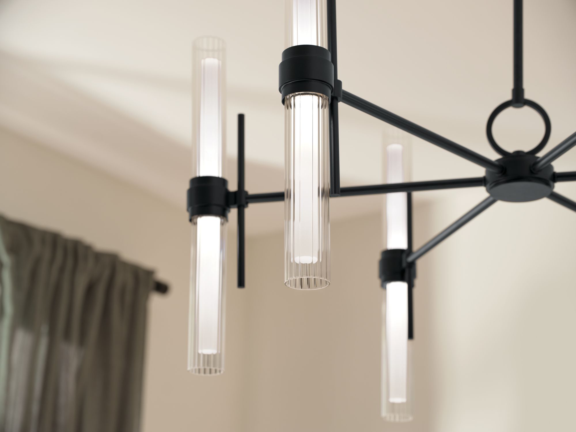 Image 4 Kichler Riven 33 Inch LED 12 Light Chandelier in Black more views