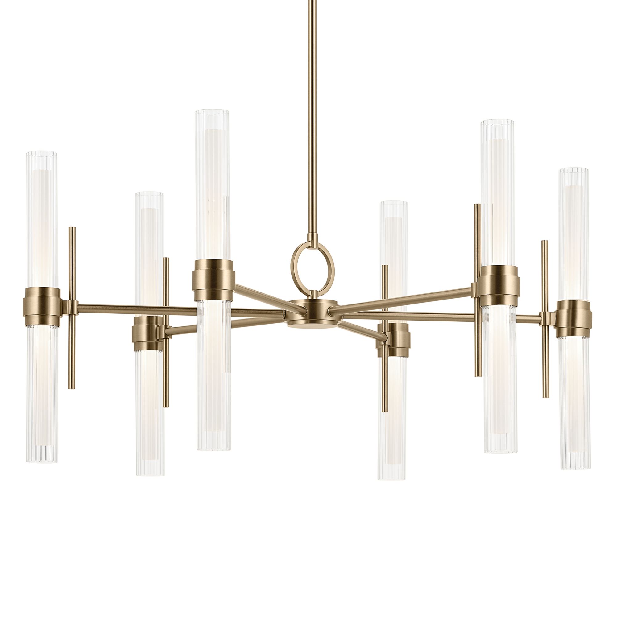 Image 5 Kichler Riven 33 Inch LED 12 Light Chandelier in Champagne Bronze more views