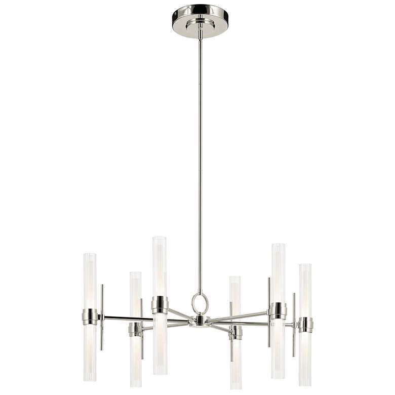 Image 1 Kichler Riven 33 Inch LED 12 Light Chandelier in Polished Nickel