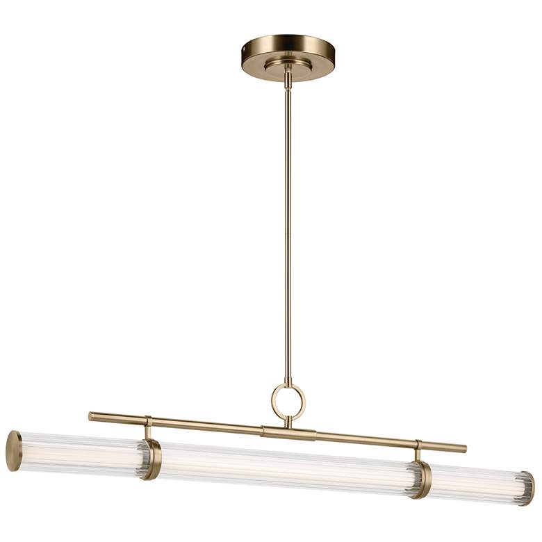 Image 1 Kichler Riven 48.25 Inch LED 1 Light Linear Chandelier in Champagne Bronze