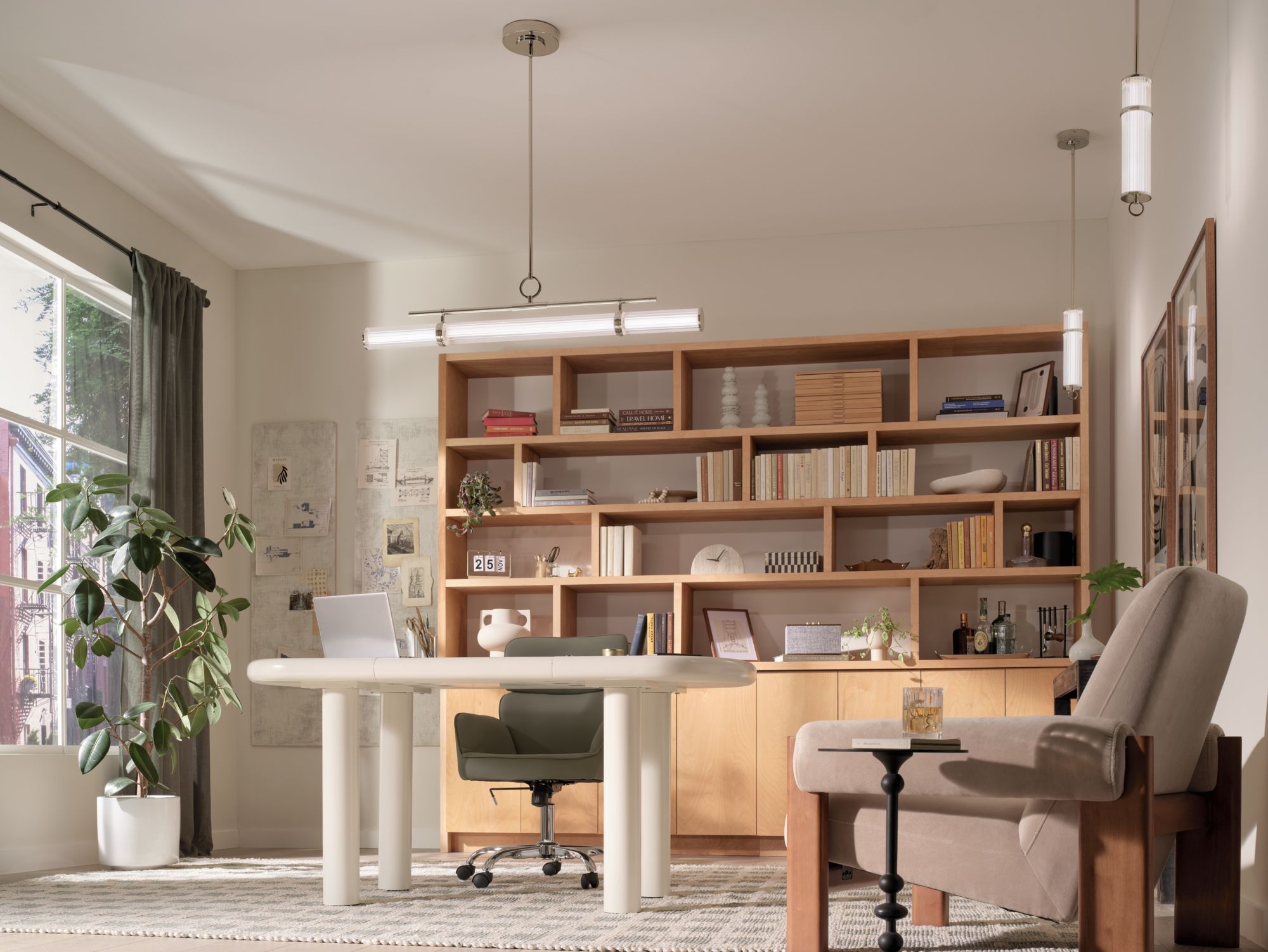 Image 3 Kichler Riven 48.25 Inch LED 1 Light Linear Chandelier in Polished Nickel more views