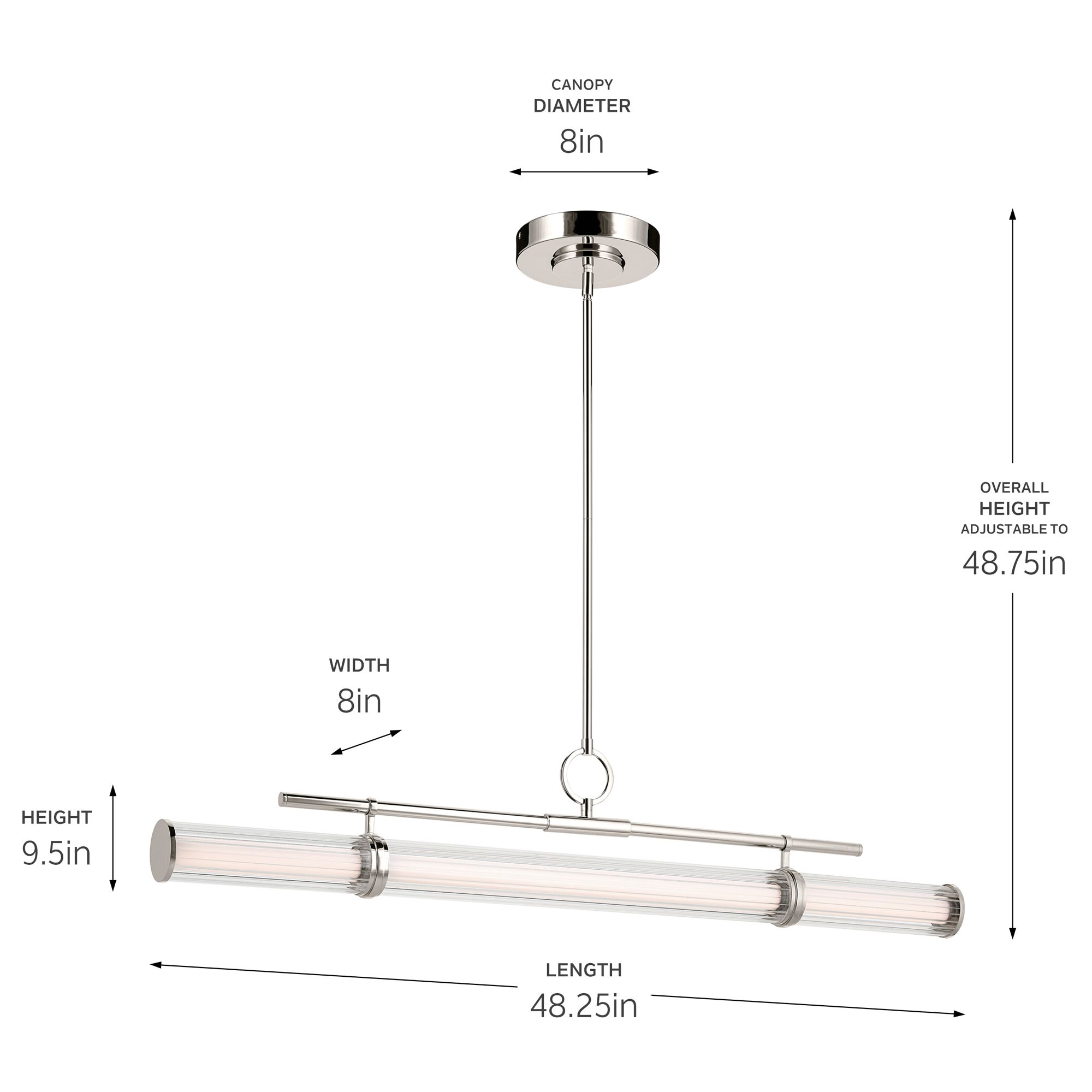 Kichler Riven 48.25 Inch LED 1 Light Linear Chandelier in Polished Nickel