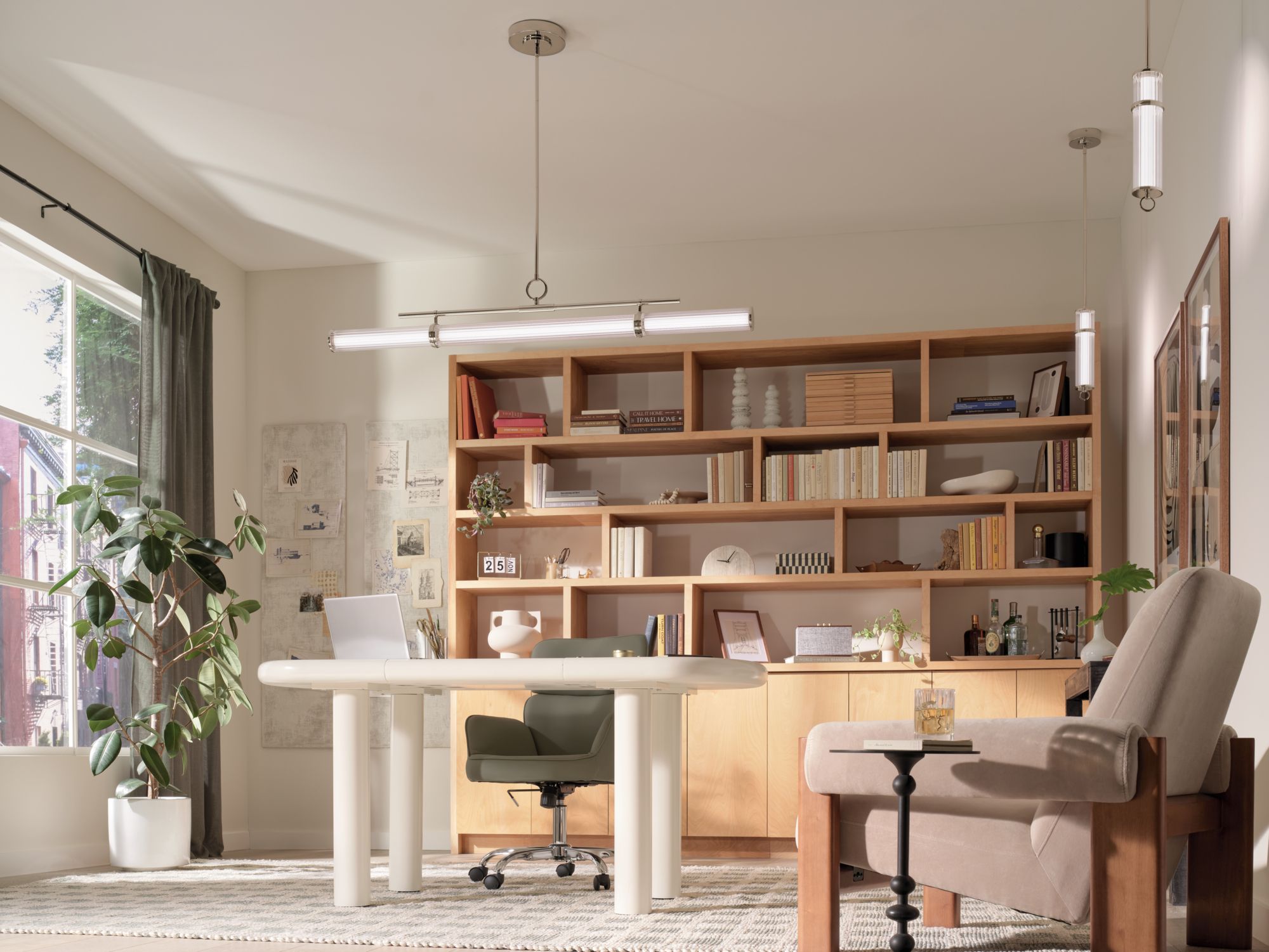 Image 3 Kichler Riven 60.25 Inch LED 1 Light Linear Chandelier in Polished Nickel more views