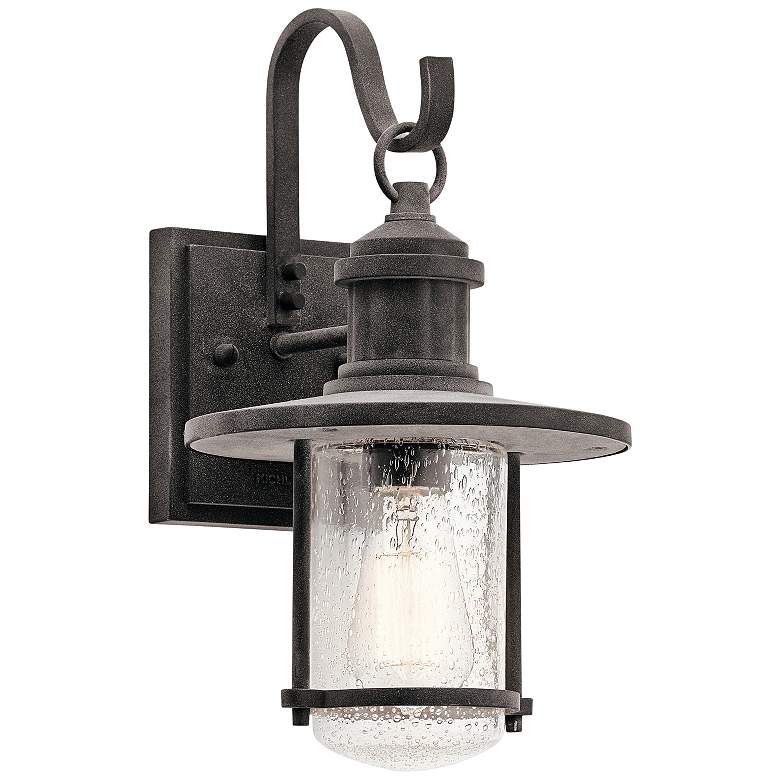 Image 1 Kichler Riverwood 14 1/4 inchH Weathered Zinc Outdoor Wall Light