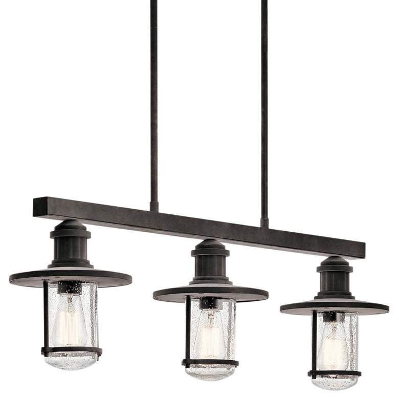 Image 1 Kichler Riverwood 36"W Weathered Zinc Outdoor Hanging Light