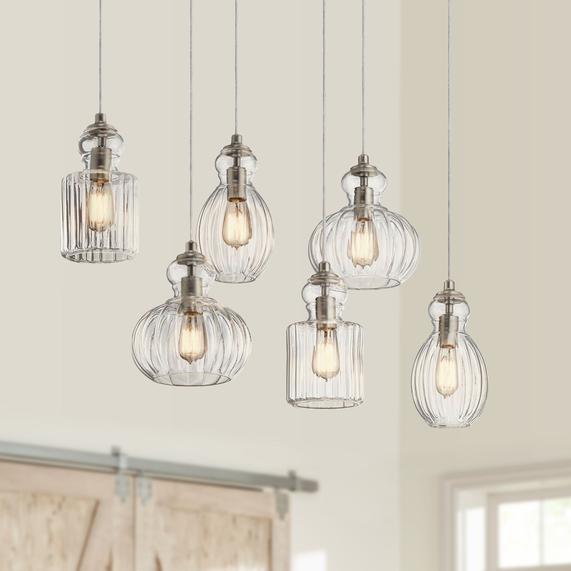 multi pendant linear chandelier