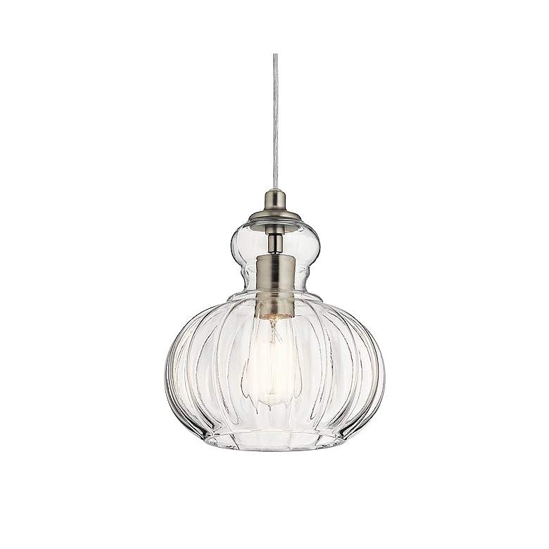 Image 2 Kichler Riviera 8 3/4 inch Wide Brushed Nickel Ribbed Glass Mini Pendant