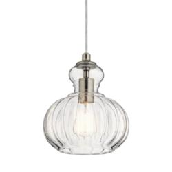 Kichler Riviera 8 3/4&quot; Wide Brushed Nickel Ribbed Glass Mini Pendant