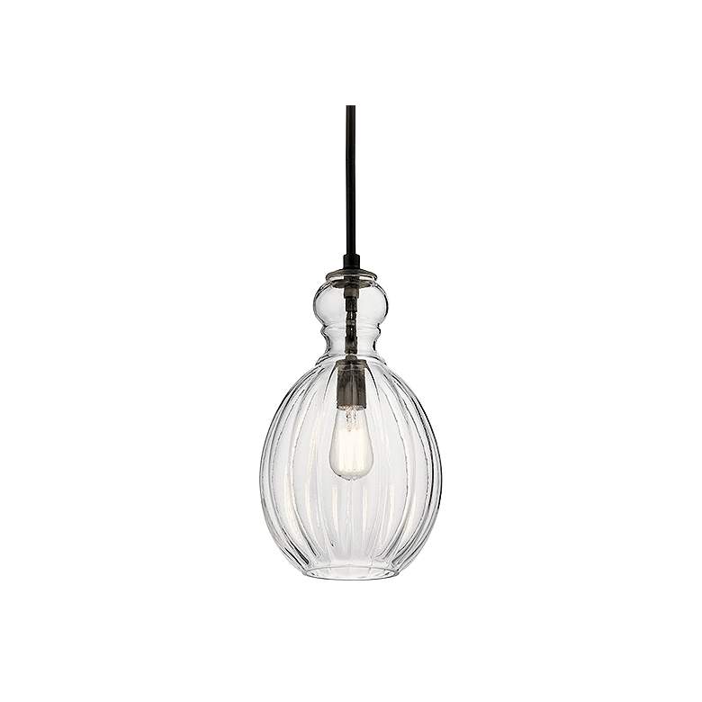 Image 2 Kichler Riviera 9" Wide Olde Bronze Clear Fluted Glass Mini Pendant