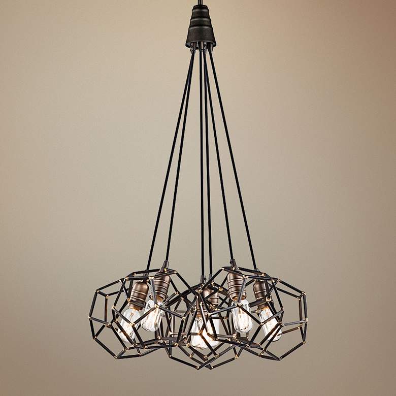 Image 1 Kichler Rocklyn 22 3/4 inch Wide Steel 6-Light Foyer Pendant