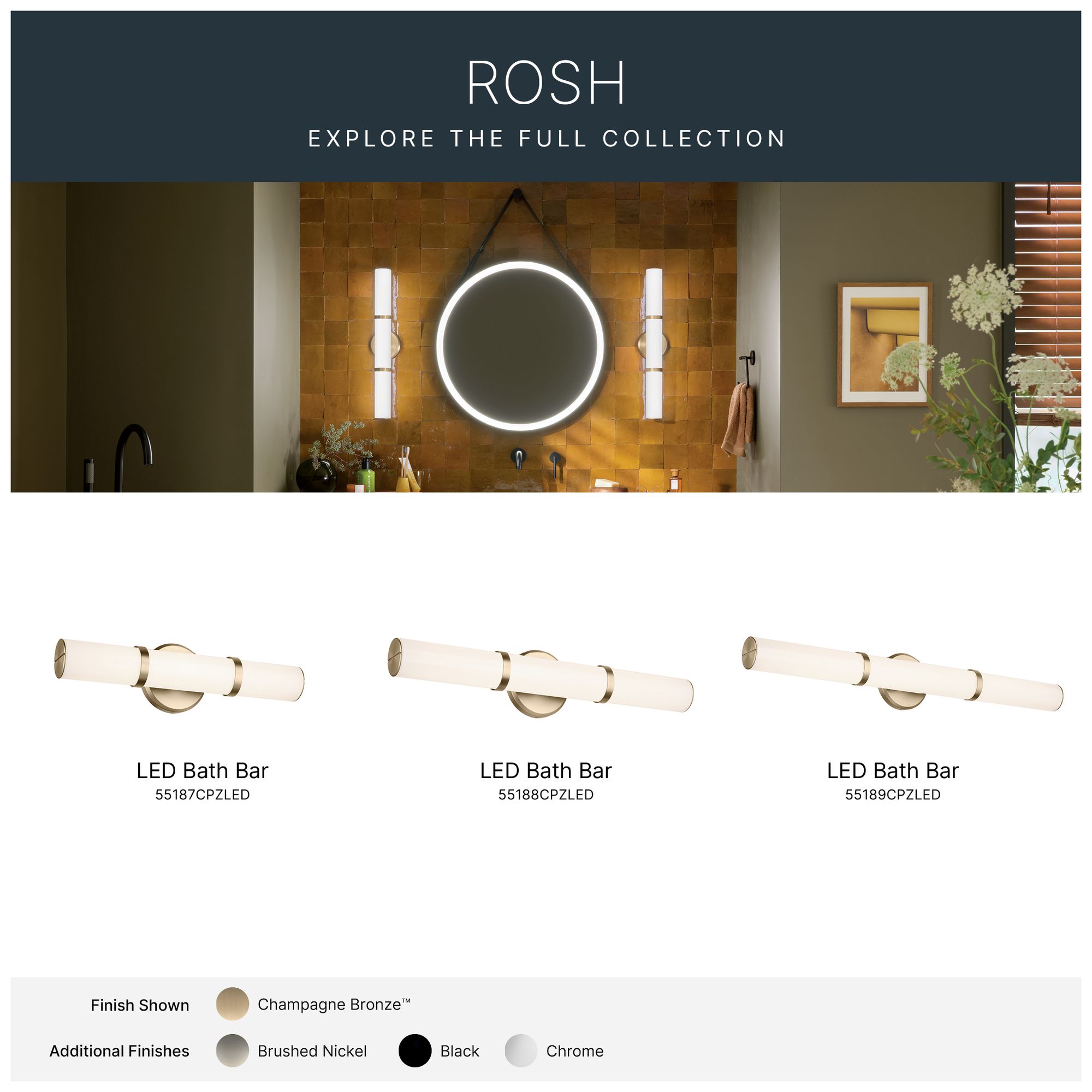 Kichler Rosh Champagne Bronze Bath Bar Medium