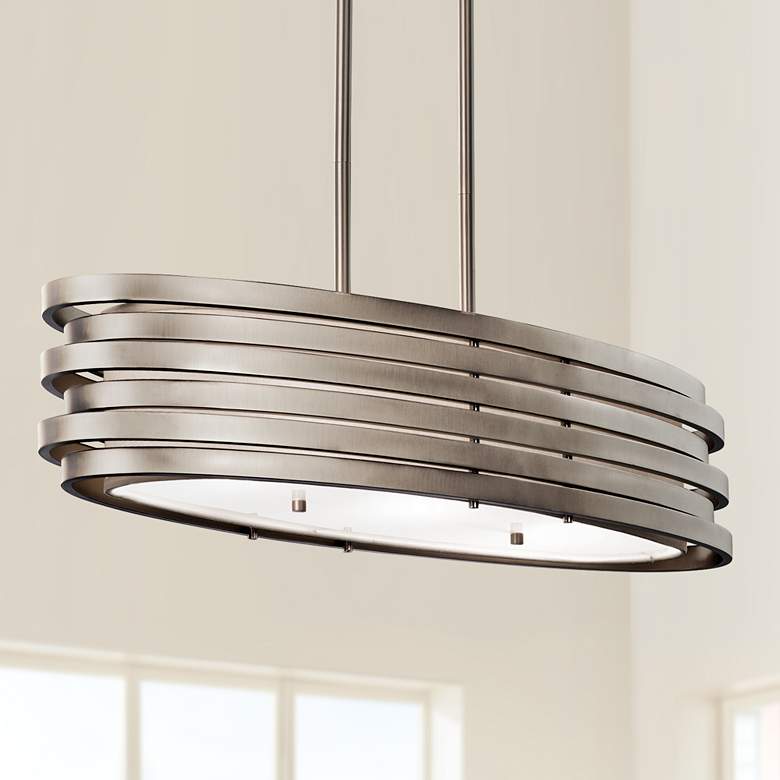 Image 1 Kichler Roswell 37 1/4" Wide Nickel Oval Chandelier