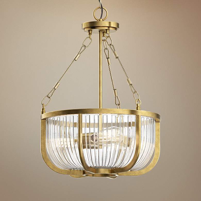 Image 1 Kichler Roux 16" Wide Natural Brass 3-Light Bowl Pendant