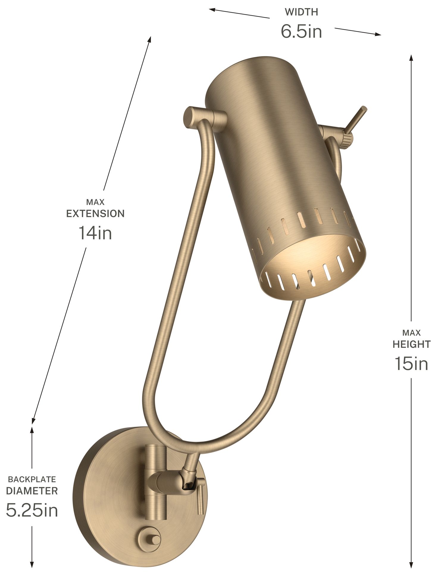 Kichler Ruehl 15" 1Lt Swing Arm Wall Sconce in Champagne Bronze