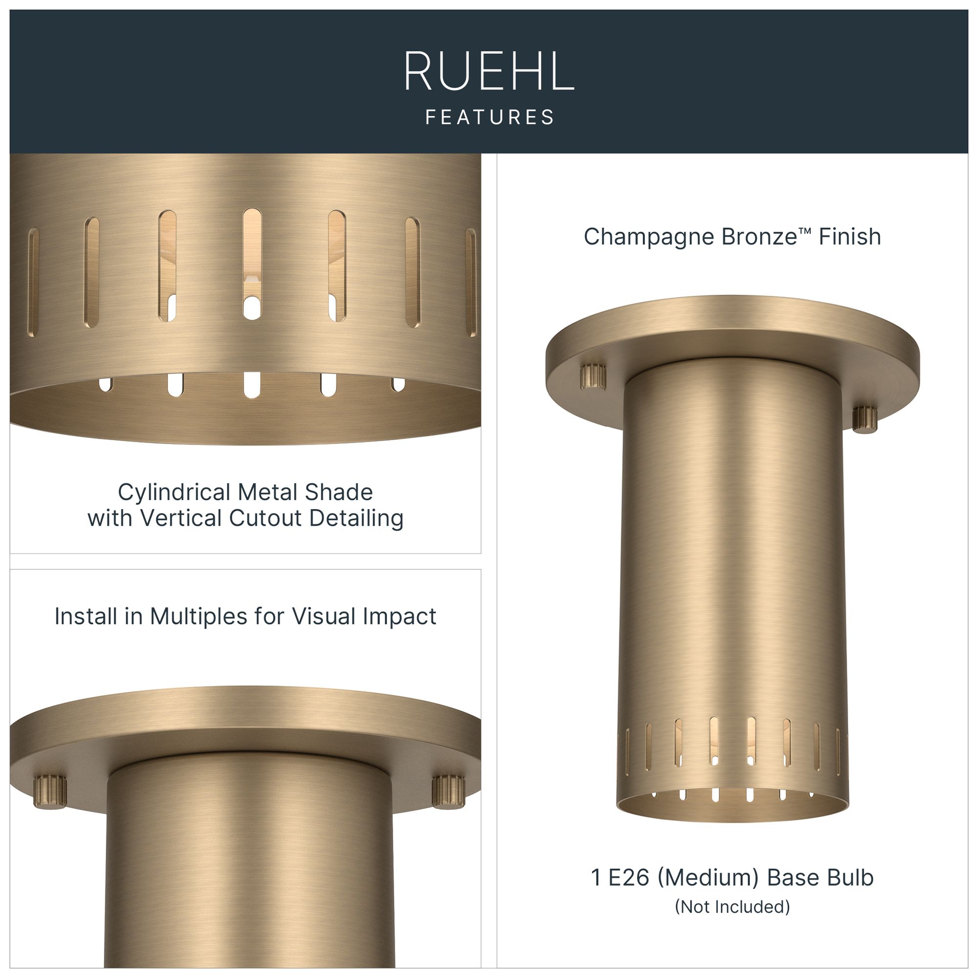 Image 3 Kichler Ruehl 5.50" 1Lt Flush Mount in Champagne Bronze more views