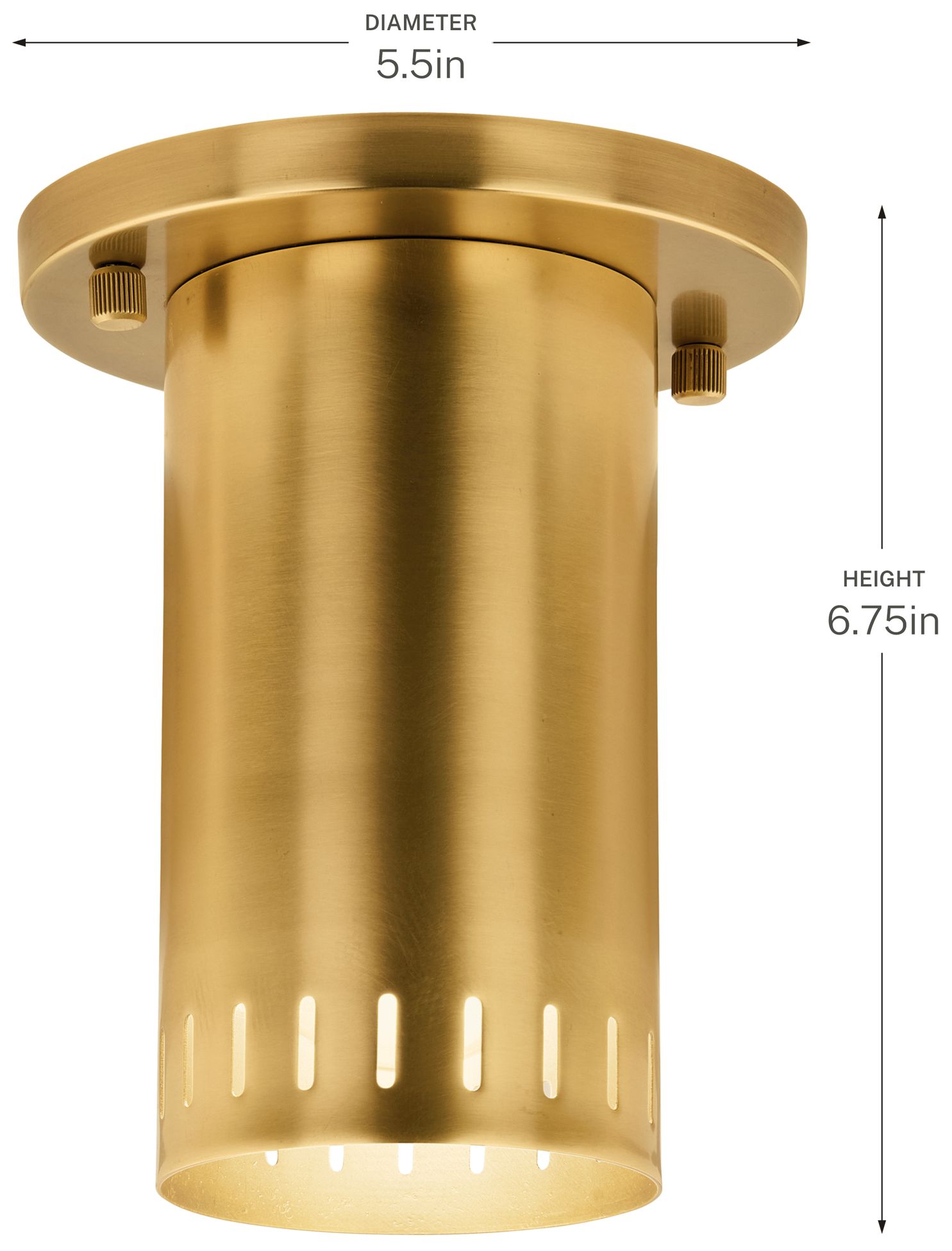 Kichler Ruehl 5.50" 1Lt Flush Mount in Lacquered Brass