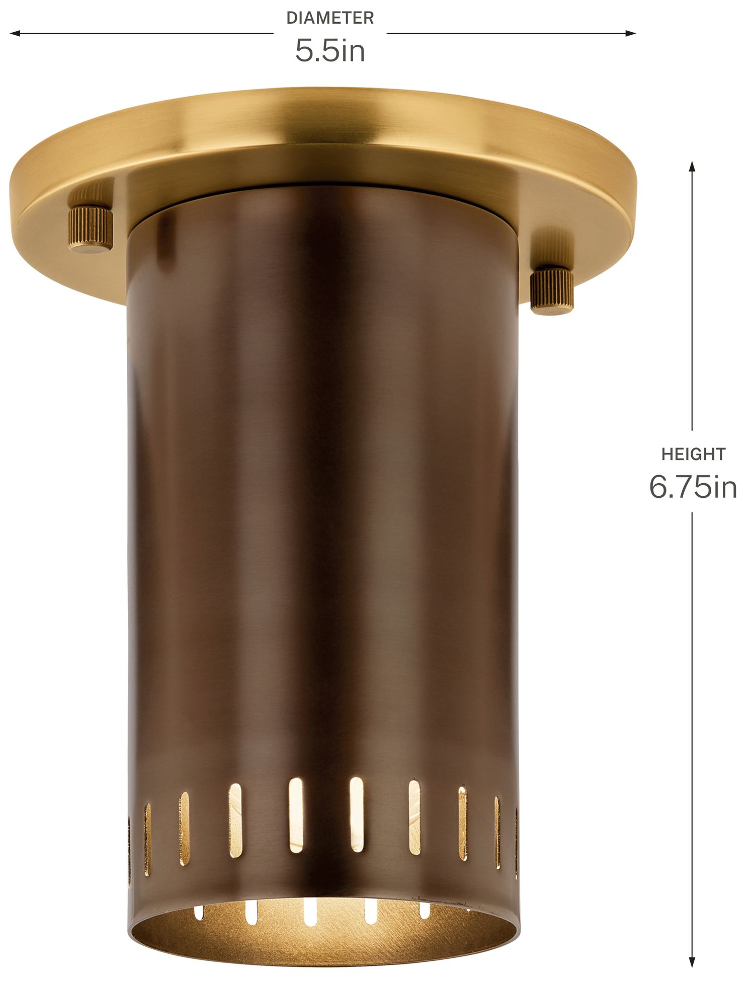 Kichler Ruehl 5.50" 1Lt Flush Mount in Lacquered Bronze