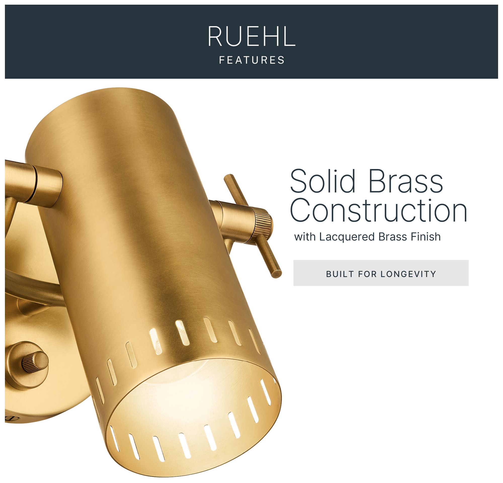 Image 4 Kichler Ruehl 7.25" 1Lt Wall Sconce in Lacquered Brass more views