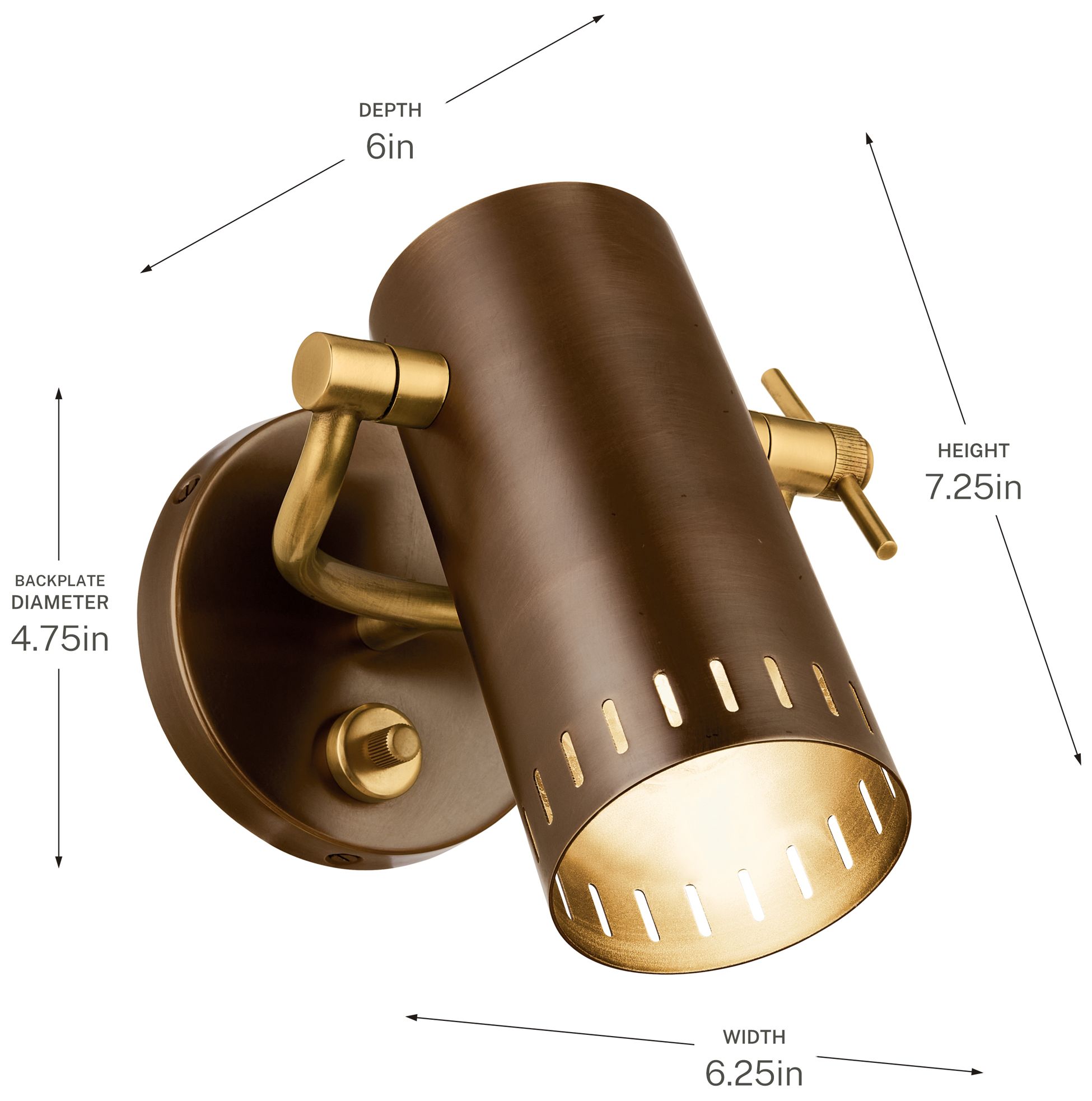 Kichler Ruehl 7.25" 1Lt Wall Sconce in Lacquered Bronze