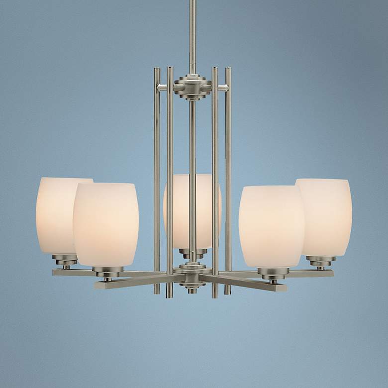 Image 1 Kichler Sabina 24 inch Wide Brushed Nickel Five Light Chandelier