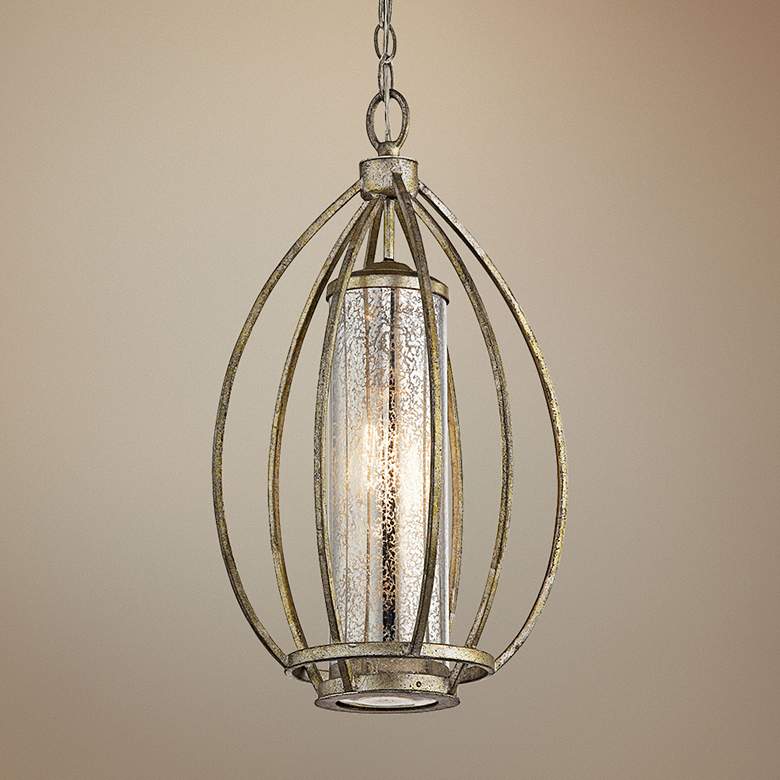 Image 1 Kichler Savanna 12" Wide Sterling Gold Cage Mini Pendant