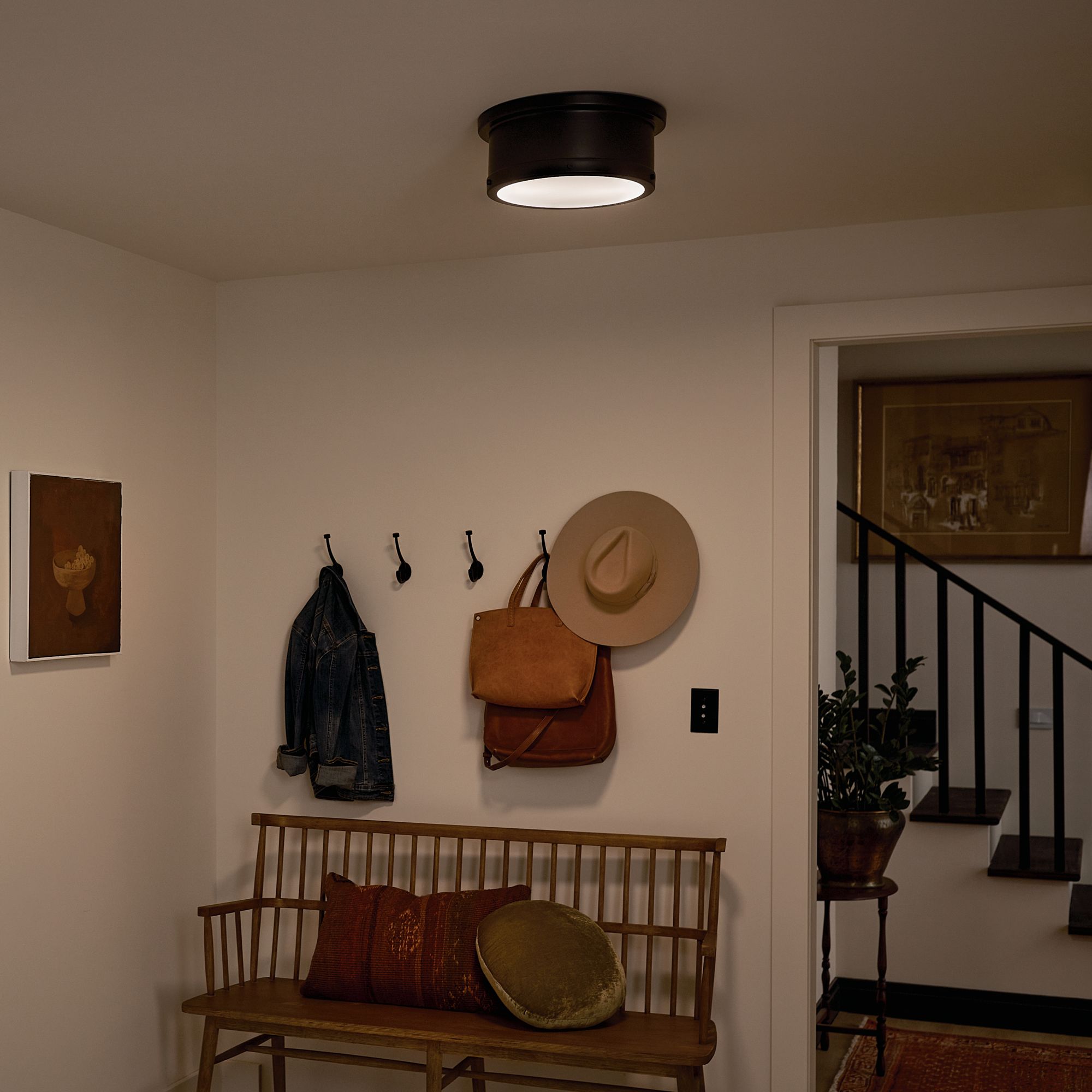 Kichler Serca 14.3" Wide Black Finish Flush Mount Ceiling Light in scene