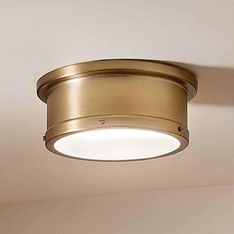 Image 2 Kichler Serca 14.3" Wide Brass Finish Flush Mount Ceiling Light