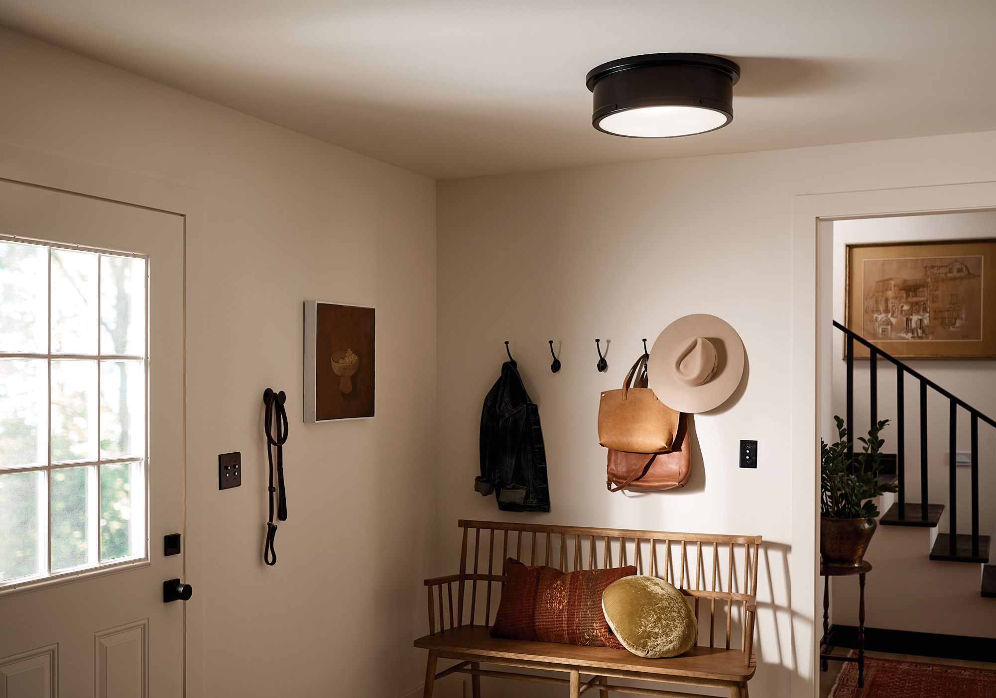 Image 6 Kichler Serca 18" Wide Black Finish Flush Mount Ceiling Light more views