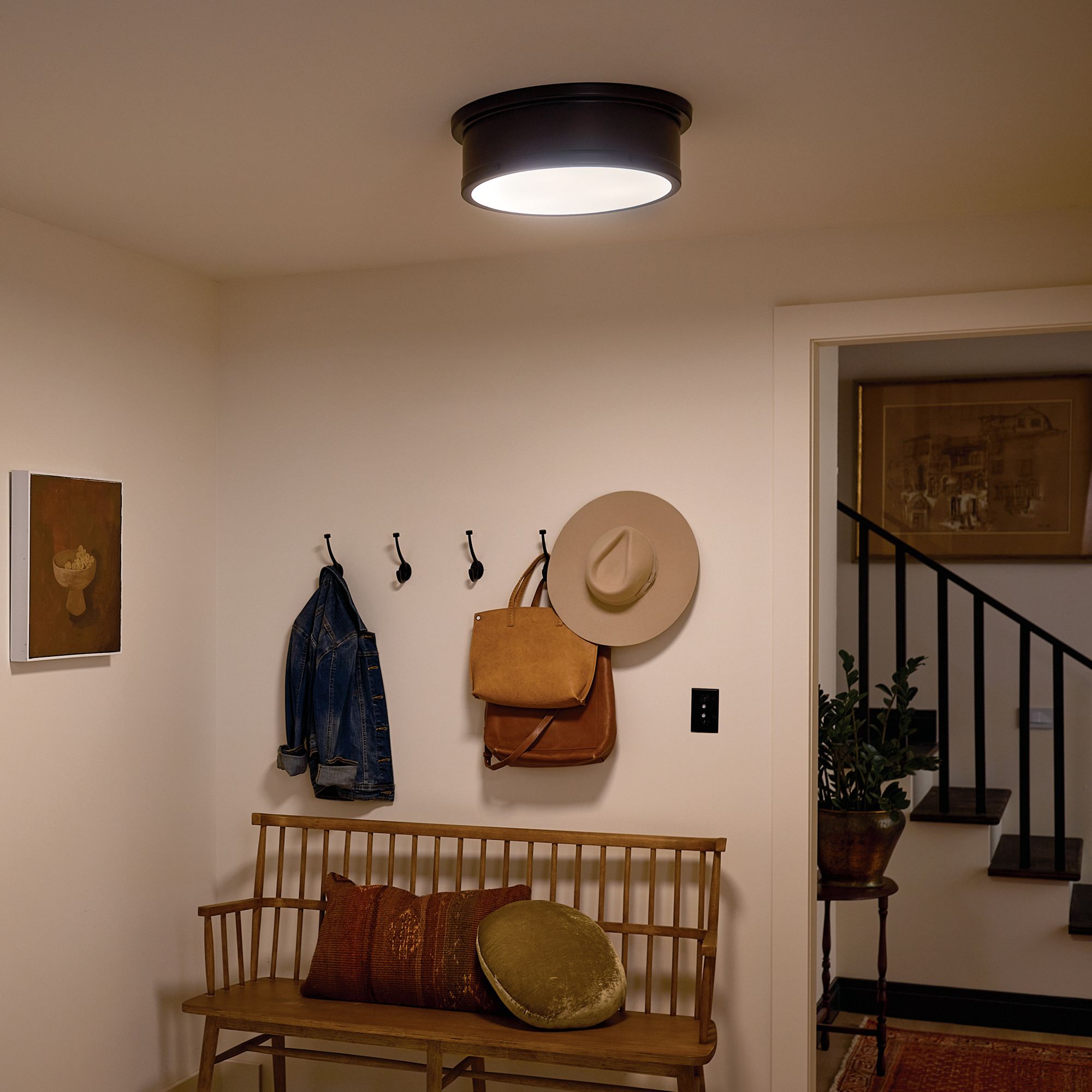 Kichler Serca 18" Wide Black Finish Flush Mount Ceiling Light in scene