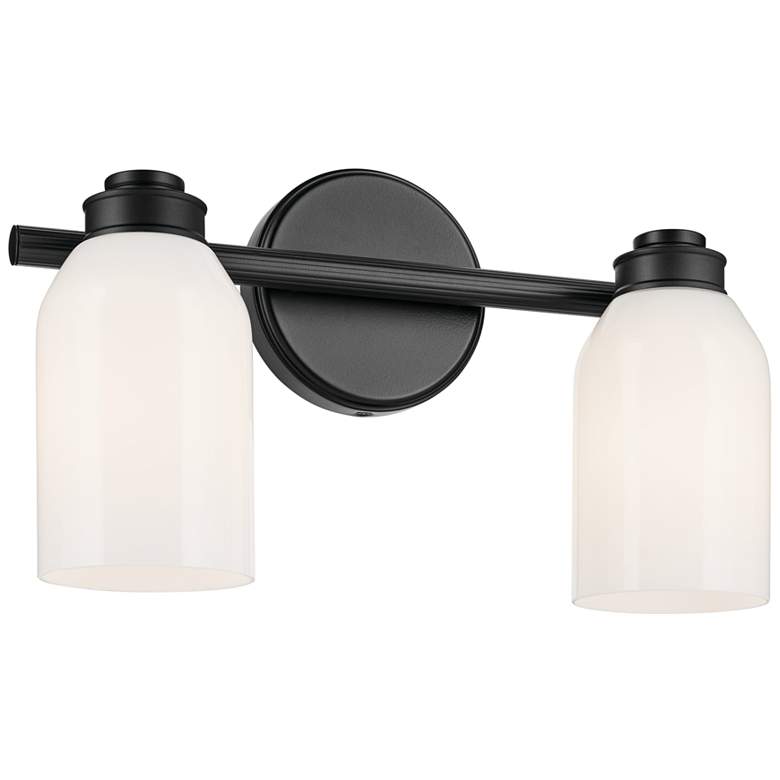Image 1 Kichler Shae Black Bath 2Lt with Opal Glass