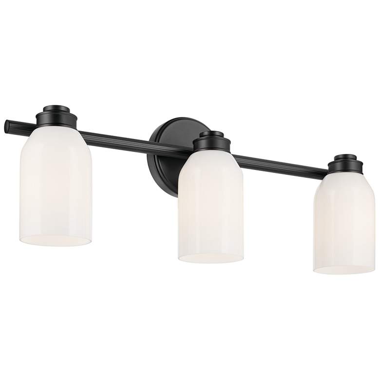 Image 1 Kichler Shae Black Bath 3Lt with Opal Glass