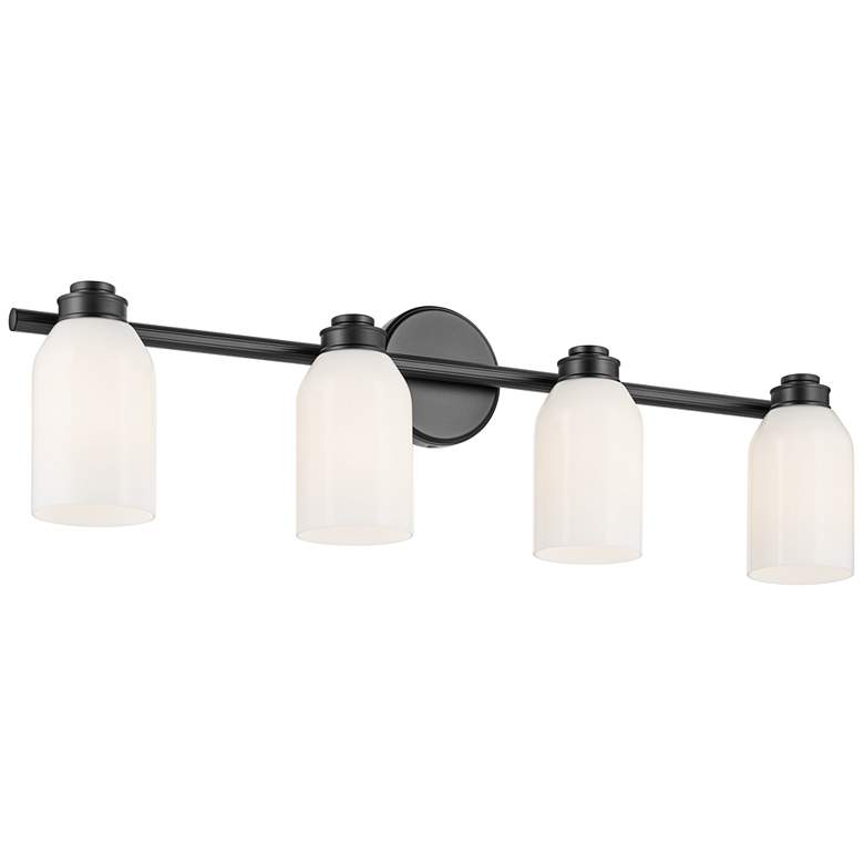 Image 1 Kichler Shae Black Bath 4Lt with Opal Glass