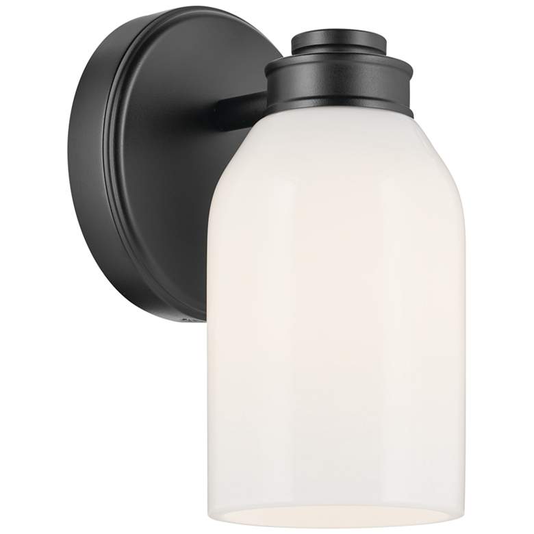 Image 1 Kichler Shae Black Wall Sconce 1Lt with Opal Glass