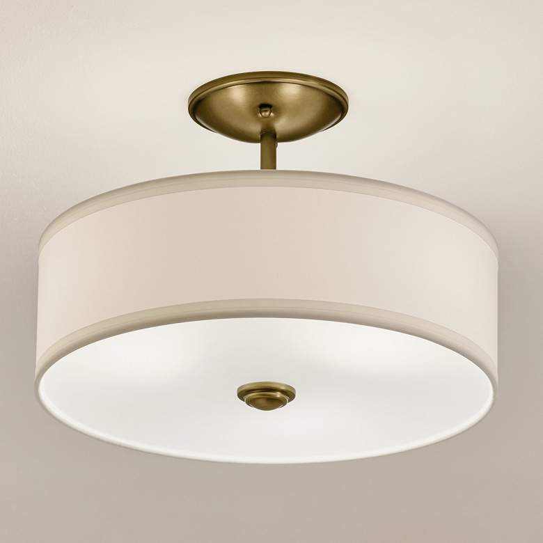 Image 1 Kichler Shailene 10" Wide Natural Brass Drum Ceiling Light