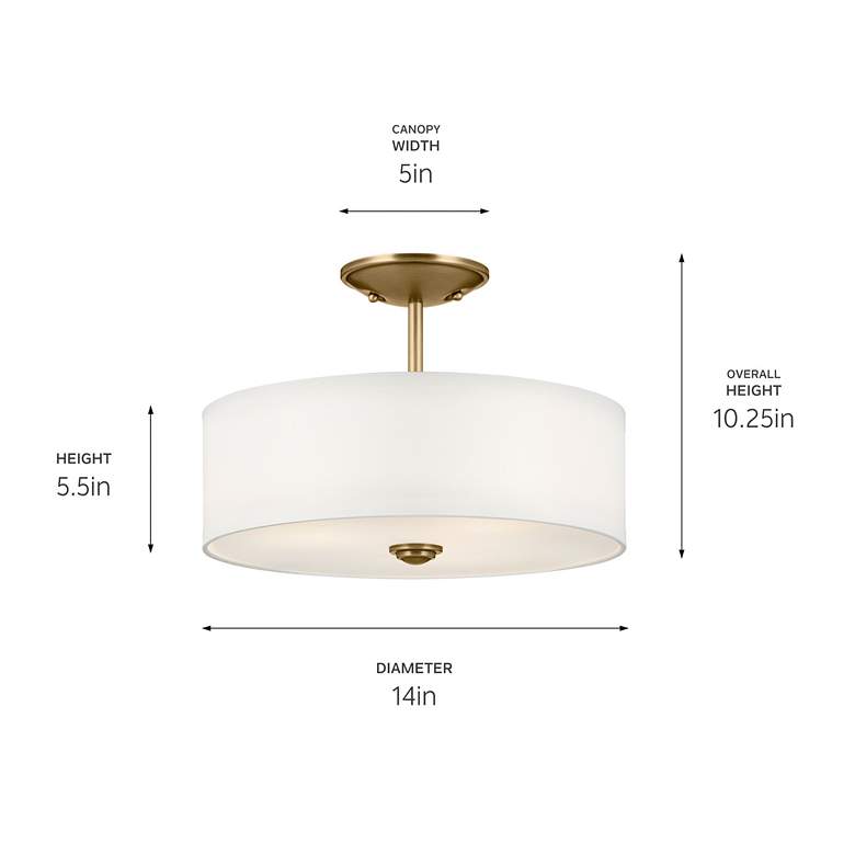 Image 5 Kichler Shailene 10" Wide Natural Brass Drum Ceiling Light more views