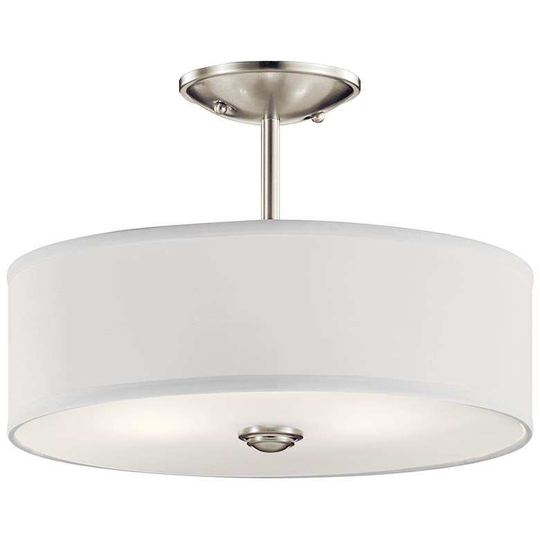 Image 1 Kichler Shailene™ 14" Wide Brushed Nickel Drum Ceiling Light