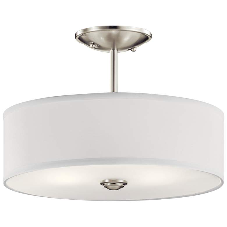 Image 1 Kichler Shailene&#8482; 14 inch Wide Brushed Nickel Drum Ceiling Light