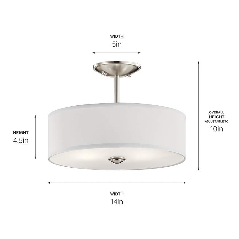 Image 2 Kichler Shailene™ 14" Wide Brushed Nickel Drum Ceiling Light more views